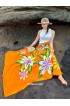 Hand Painted Floral Sarong in Orange color 